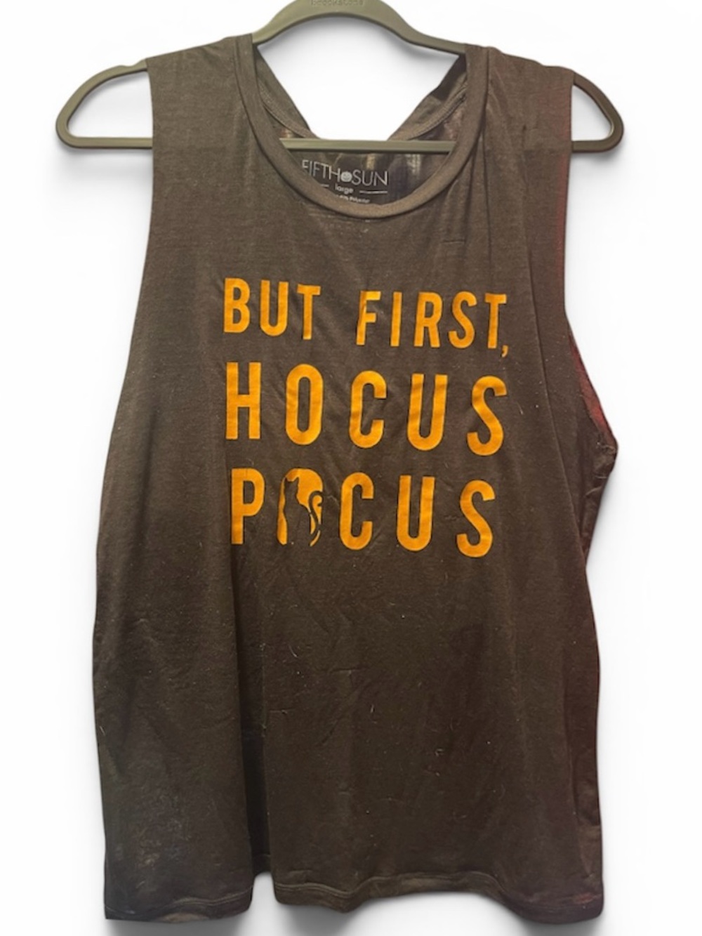 Dark Grey Tank with Orange 'But First, Hocus Pocus' Graphic - Target brand